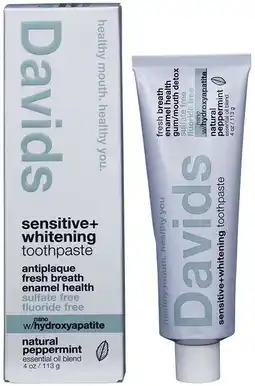 healthylife Davids Sensitive + Whitening Toothpaste With HA Peppermint offer