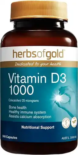 healthylife Herbs of Gold Vitamin D3 1000 240 Capsules offer