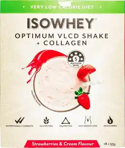 healthylife Isowhey Optimum VLCD + Collagen Shake Strawberry & Cream offer