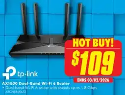 The Good Guys Tp-link AX1800 Dual-Band Wi-Fi 6 Router offer