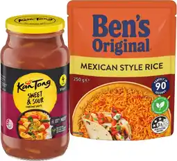 IGA KanTong Cooking Sauce 485-520g or Ben’s Original Flavoured Rice 220-250g Selected Varieties offer