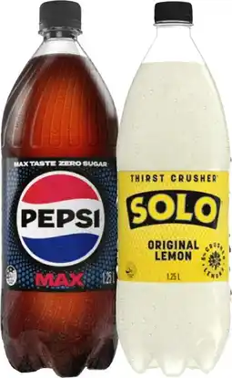 IGA Pepsi or Solo 1.25 Litre Selected Varieties offer