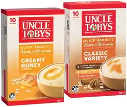 IGA Uncle Tobys Oats Quick Sachets 8‑10 Pack Selected Varietieis offer