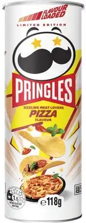 IGA NEW Pringles Chips Sizzling Meat Lovers Pizza Flavour Selected Varieties offer