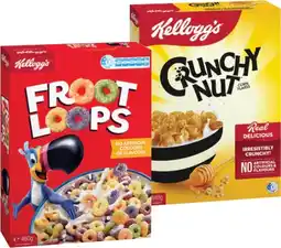 IGA Kelloggs Crunchy Nut Corn Flakes 640g, Froot Loops 460g or Just Right Original 740g offer