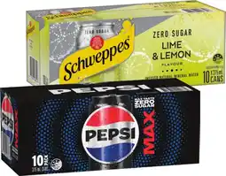 IGA Pepsi, Solo or Schweppes Infused Natural Mineral Water 10x375mL Selected Varieties offer