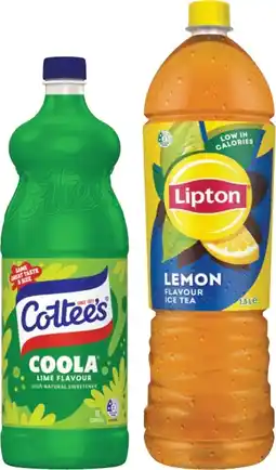 IGA Cottee’s Cordial 1 Litre or Lipton Ice Tea 1.5 Litre Selected Varieties offer