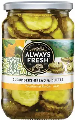 IGA Always Fresh Pickled Cucumbers - Bread & Butter offer