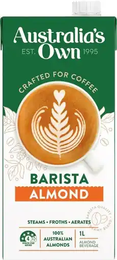 IGA Australia’s Own Barista Almond or Macadamia Milk 1 Litre offer