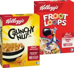 IGA Kellogg’s Cereal Crunchy Nut Corn Flakes 640g, Froot Loops 460g or Sultana Bran 700g offer