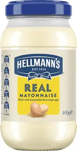 IGA Hellmann’s Mayonnaise 400‑432g Selected Varieties offer