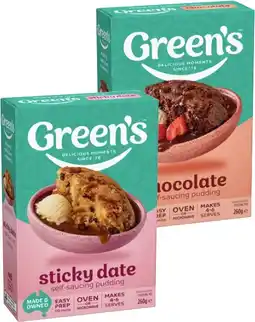 IGA Green’s Self‑Saucing Pudding Mix Selected Varieties offer