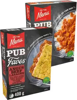 IGA On The Menu Pub Faves Frozen Meal Selected Varieties offer