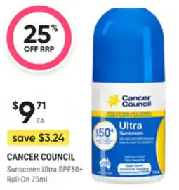 healthylife Cancer council sunscreen ultra spf50+ roll-on offer