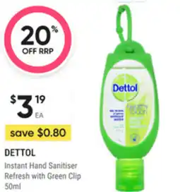 healthylife Dettol instant hand sanitiser refresh with green clip offer