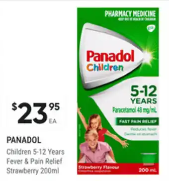 Panadol children 5-12 years fever & pain relief strawberry
