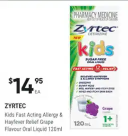 healthylife Zyrtec kids fast acting allergy & hayfever relief grape flavour oral liquid offer