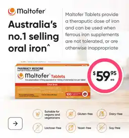 healthylife Maltofer iron polymaltose equivalent to of elemental iron per tablet offer
