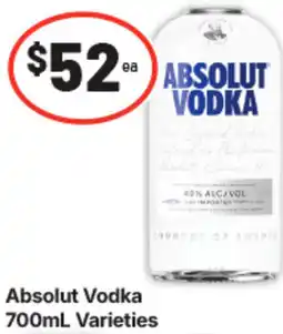 IGA Absolut vodka varieties offer