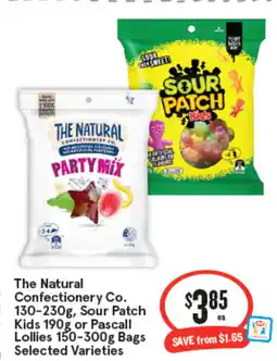 IGA The natural confectionery co. , sour patch kids or pascall lollies bags selected varieties offer