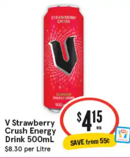 IGA V strawberry crush energy drink offer