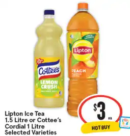 IGA Lipton ice tea or cottee's cordial offer