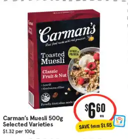 IGA Carman's Muesli Selected Varieties offer