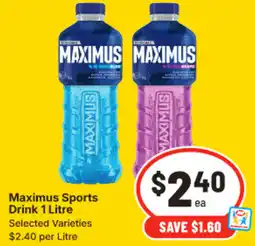 IGA Maximus sports drink selected varieties offer