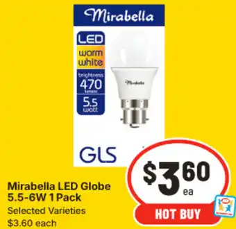 IGA Mirabella led globe 5.5-6w offer