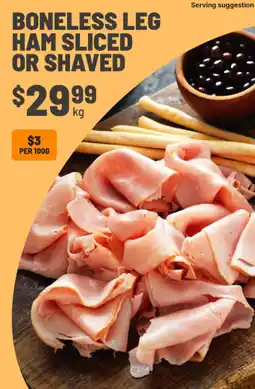 IGA Boneless leg ham sliced or shaved offer