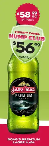 Thirsty Camel Boag's premium lager 4.6% offer