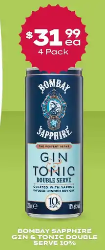 Thirsty Camel Bombay sapphire gin & tonic double serve 10% offer