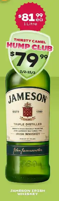 Thirsty Camel Jameson irish whiskey offer