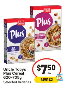 IGA Uncle tobys plus cereal offer