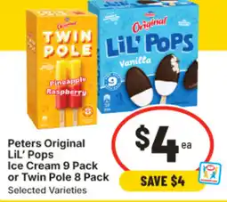 IGA Peters original lil' pops ice cream or twin pole offer