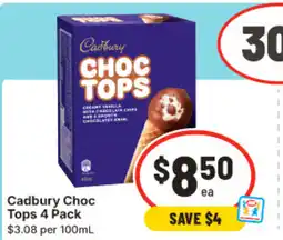 IGA Cadbury choc tops creamy vanilla with chocolate chips offer
