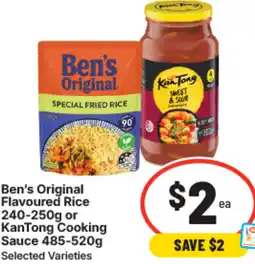 IGA Ben's original flavoured rice or kantong cooking sauce offer
