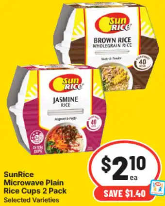 IGA Sunrice microwave plain rice cups offer