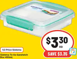 IGA Sistema To Go Sandwich Box offer
