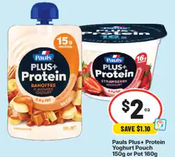 IGA Pauls plus+ protein yoghurt pouch offer