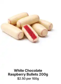 IGA White chocolate raspberry bullets offer