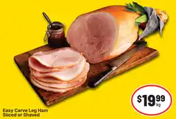 IGA Easy carve leg ham sliced or shaved offer