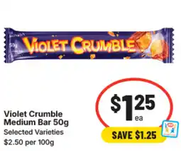 IGA Violet crumble medium bar offer