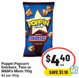 IGA Poppin popcorn snickers, twix or m&m's minis offer