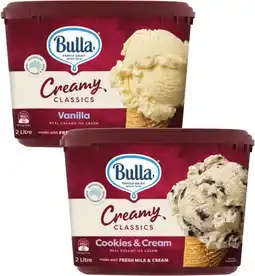Coles Bulla Creamy Classics Ice Cream Tub offer
