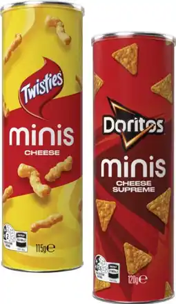 Coles Twisties or Doritos Minis 115g-120g offer
