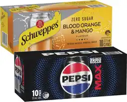 Coles Pepsi or Solo Soft Drink or Schweppes Sparkling Water 10x375mL offer