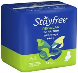 Coles Stayfree Ultra Thin Pads with Wings Regular offer