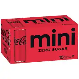 Woolworths Coca-Cola Classic or Zero Sugar Mini Cans 15 x 250ml offer