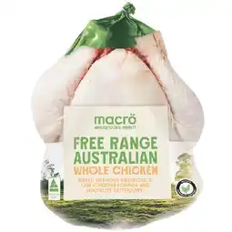 Woolworths Macro Free Range Australian Fresh Whole Plain RSPCA Approved Chicken offer